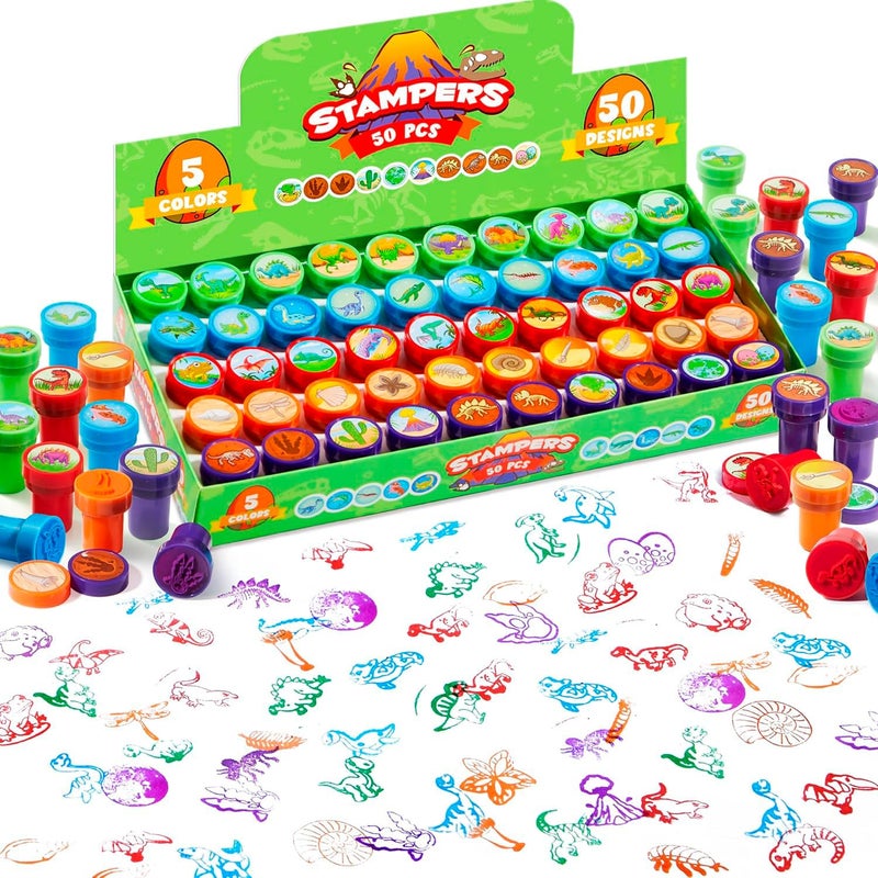 JOYIN 50PCS Dinosaur Stamps for Kids 50 Different Designs Fossils Sea Dinosaurs Stamps for Dinosaur Party Favor Bags Classroom Prizes Stuffers Treasure Box Toys Birthday Gift - Image 2