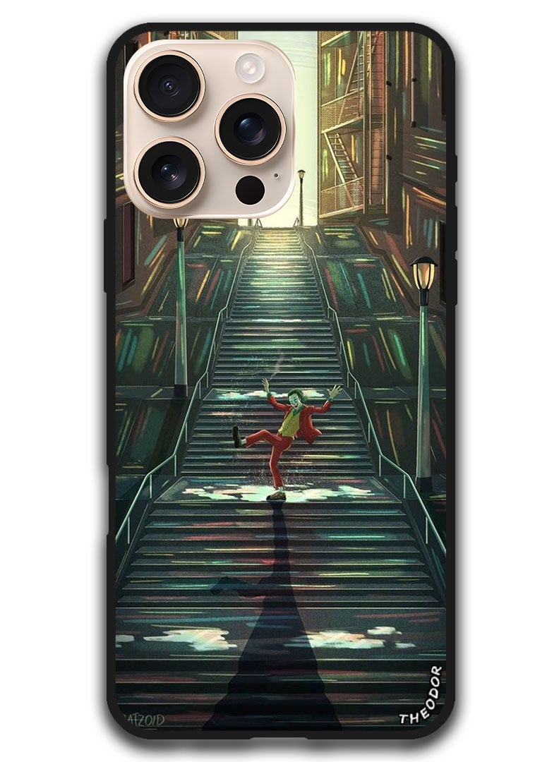 Theodor Protective Case Anti Scratch Shock Proof Bumper Cover For iPhone 16 Pro Max (6.9)-inch Joker on stairs - Image 1