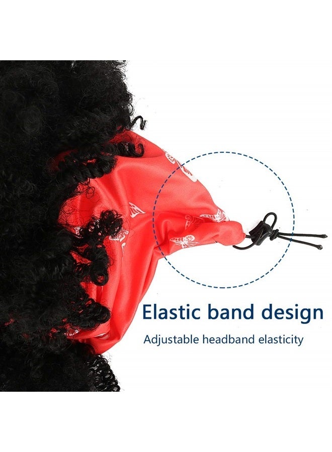 Aisaide Short Afro Kinky Curly Wigs for Black Women,Synthetic High Puff Afro Ponytail Drawstring Black Wig with Bangs Wrap Wigs 2 in 1 Afro Headwrap Wig with Headband Attached Turban Wig Scarf - Image 5