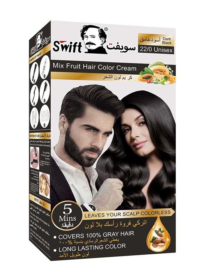 Swift Swift Permanent Ammonia free Hair Color Mix Fruit in Multi-Color Shades 100×2 Dark Black - Swift 