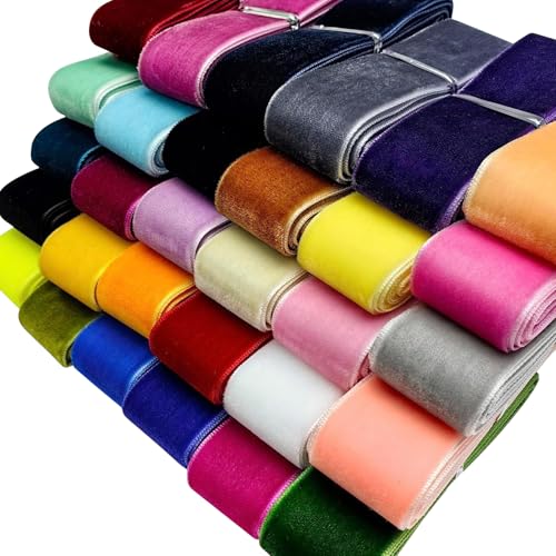Chenkou Craft شينكو كرافت شريط مخمل 30 ياردة 3/4" إجمالي 30 لون متنوع بالجملة (متعدد الألوان، 3/4" (20 مم)) - Image 1