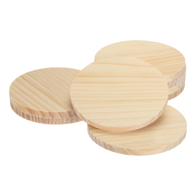 PATIKIL 100x8mm Unfinished Wooden Coasters, 8 Pack Round Wood Coasters Blank Wood Pieces Wooden Slices for Crafts Painting DIY Engraving Wood, Style 2