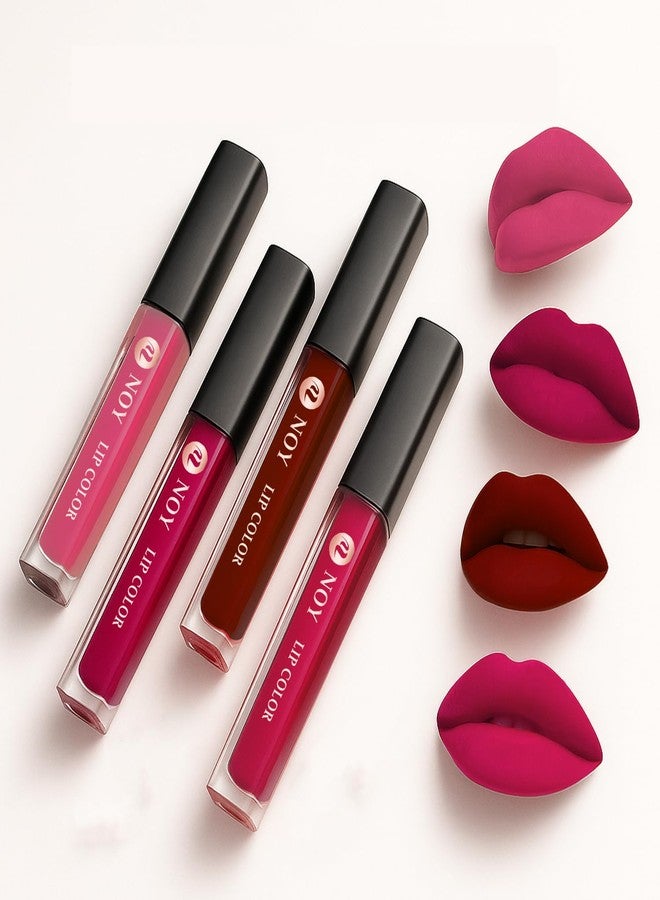 NOY Matte Liquid Lipstick Set Feather Soft Matte High Colour Waterproof Lipstick Pack of 4 - Image 1