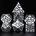 Maywin Cracked Rune Metal Dice Set for DND RPG Dark Fantasy Fractured Design Premium Heavy Metal Polyhedral Dice with Deep Engraved Numbers 7Piece Set Blue Arcane Vein - Image 2