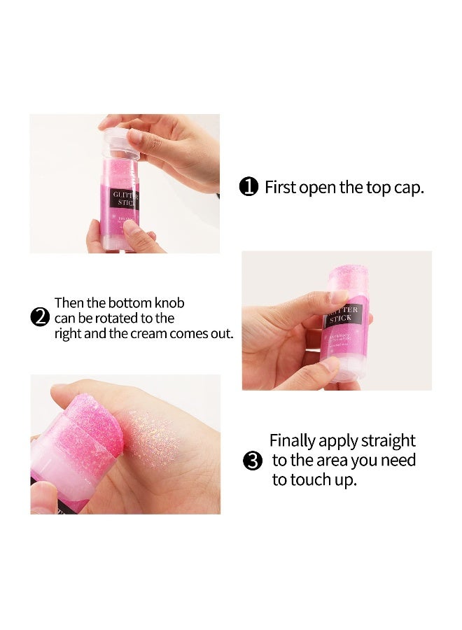 Sequins Chunky Glitter, Glitter Stick for Body and Face, Long Lasting Hair Painting Glitter Sequin, Sparkling Gel, for Festival Party Makeup Easy to Apply, Face Hair Long Lasting Sparkling - Image 2