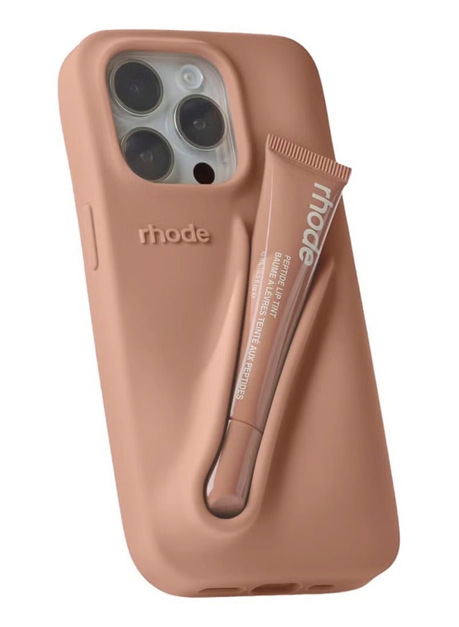 rhode Peptide Lip Color Silicone Phone Case, Phone Back Adhesive Lip Holder, Liquid Silicone Camera Protection Case and Lip Balm Design, Suitable for IPhone 16 Pro Max - Toast ﻿  - Image 1