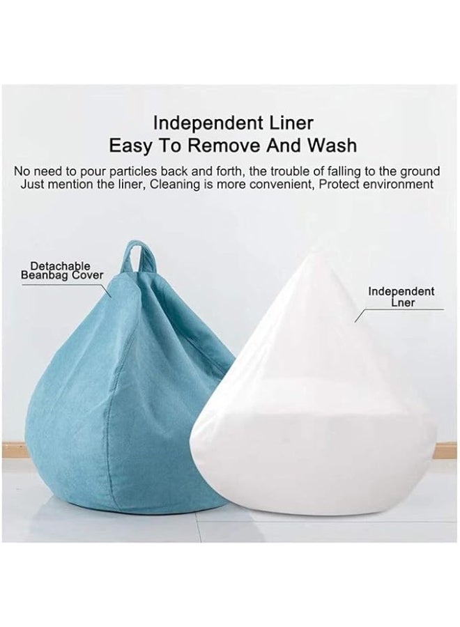 Harmony Home Round Bean Bag Chair | Soft Cotton Linen Cover with Polystyrene Bead Filling | Comfortable Floor Seating | Relax Chair for Bedroom, Living Room, Lounge (Yellow, XX-Large) - Image 4