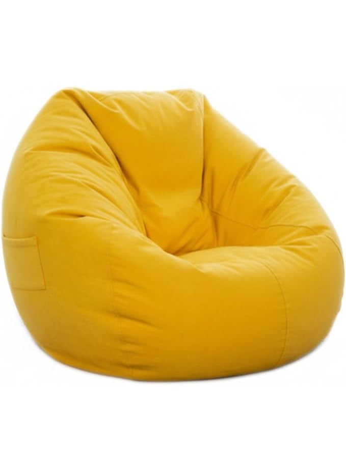 Harmony Home Round Bean Bag Chair | Soft Cotton Linen Cover with Polystyrene Bead Filling | Comfortable Floor Seating | Relax Chair for Bedroom, Living Room, Lounge (Yellow, XX-Large) - Image 1