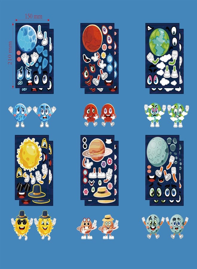 T-Antrix 24 Pieces Make Your Own Planet Stickers Make A Face Stickers for Kids Toddlers with Planets Solar System DIY Craft Kids Party Favor Supplies Crafts - Image 3