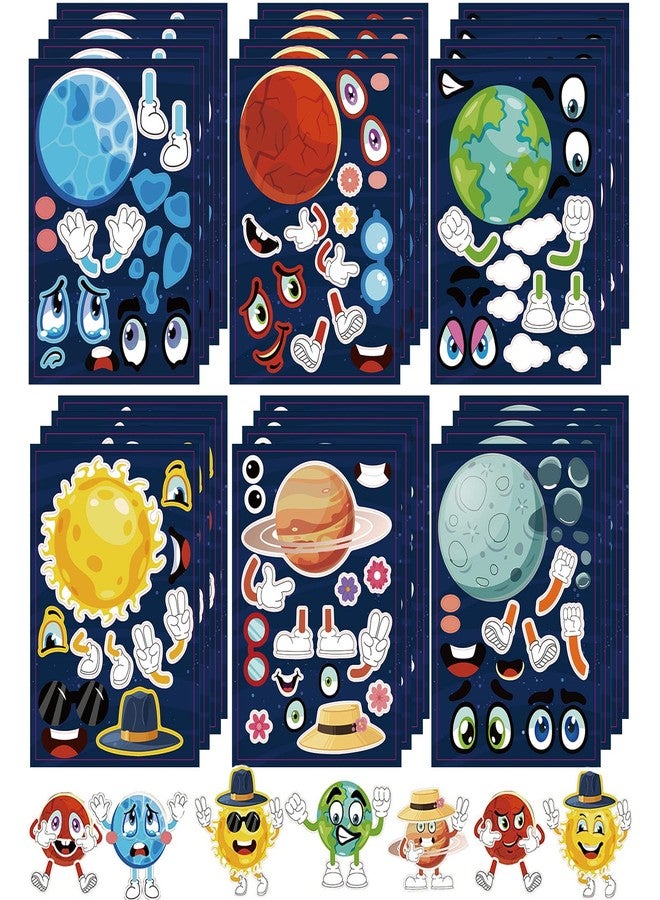 T-Antrix 24 Pieces Make Your Own Planet Stickers Make A Face Stickers for Kids Toddlers with Planets Solar System DIY Craft Kids Party Favor Supplies Crafts - Image 1