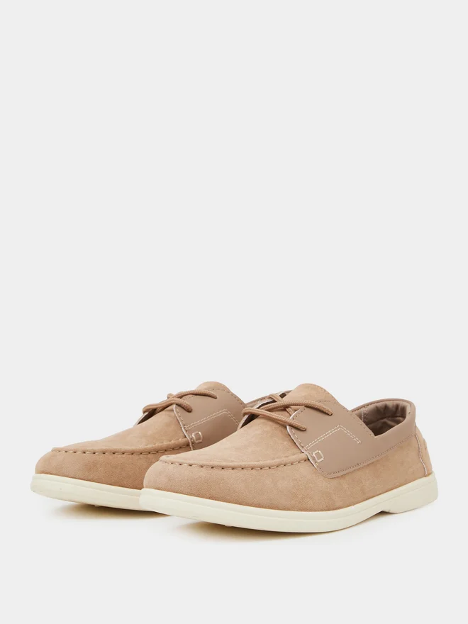 Styli Styli Men Faux Suede Lace-Up Casual Loafers
