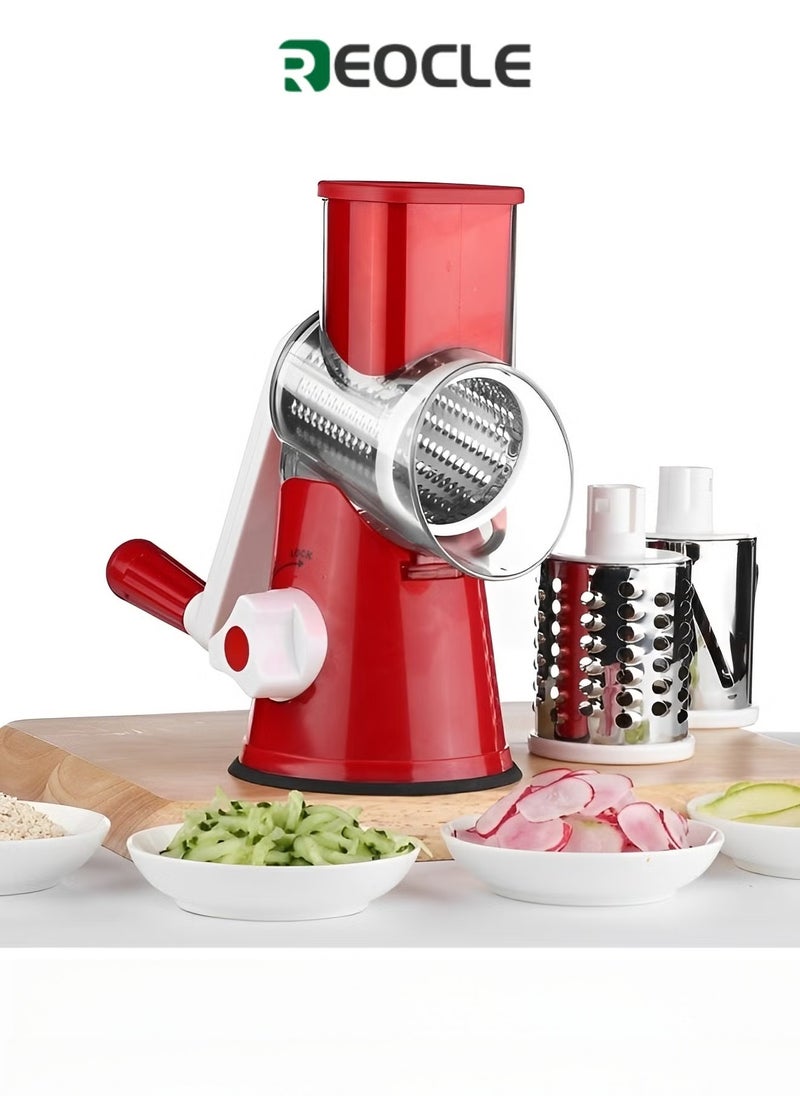 REOCLE Rotary Cheese Grater Kitchen Mandoline Vegetable Slicer Easy to Clean Rotary Grater Slicer for Fruit & Vegetables & Nuts - Image 1