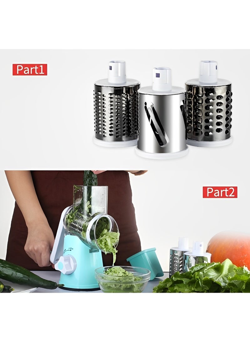 REOCLE Rotary Cheese Grater Kitchen Mandoline Vegetable Slicer Easy to Clean Rotary Grater Slicer for Fruit & Vegetables & Nuts - Image 5