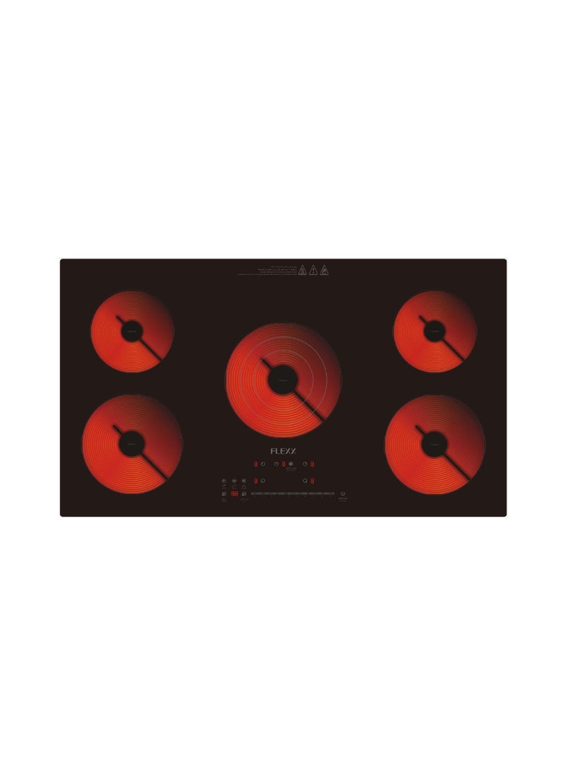 Flexy - FLEXY 5 Burners Infrared Ceramic Hob – 2000W Each, Overheating & Overflow Protection, Radiation-Free, Auto Shut-Off, Easy-Clean Glass, Universal Pot Compatibility, 2-Year Warranty. - Image 1