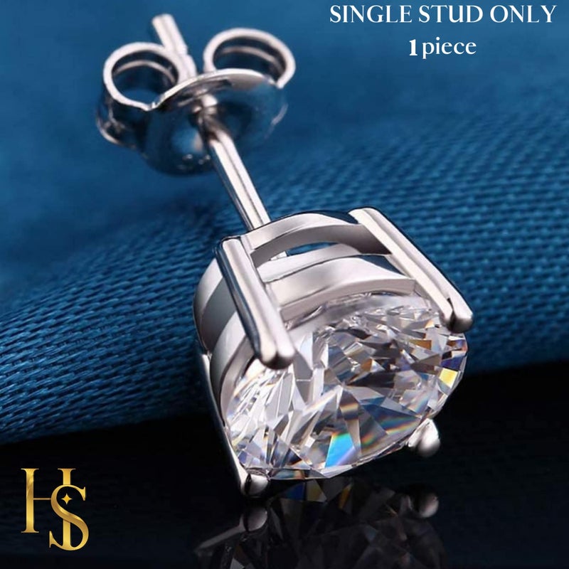 HighSpark 925 Silver Men's Round Solitaire Stud Earring | 92.5 Sterling Silver and Diamond like Brilliance Sparkling Zirconia | Single Stud for Men | Lovely Gift - Image 5