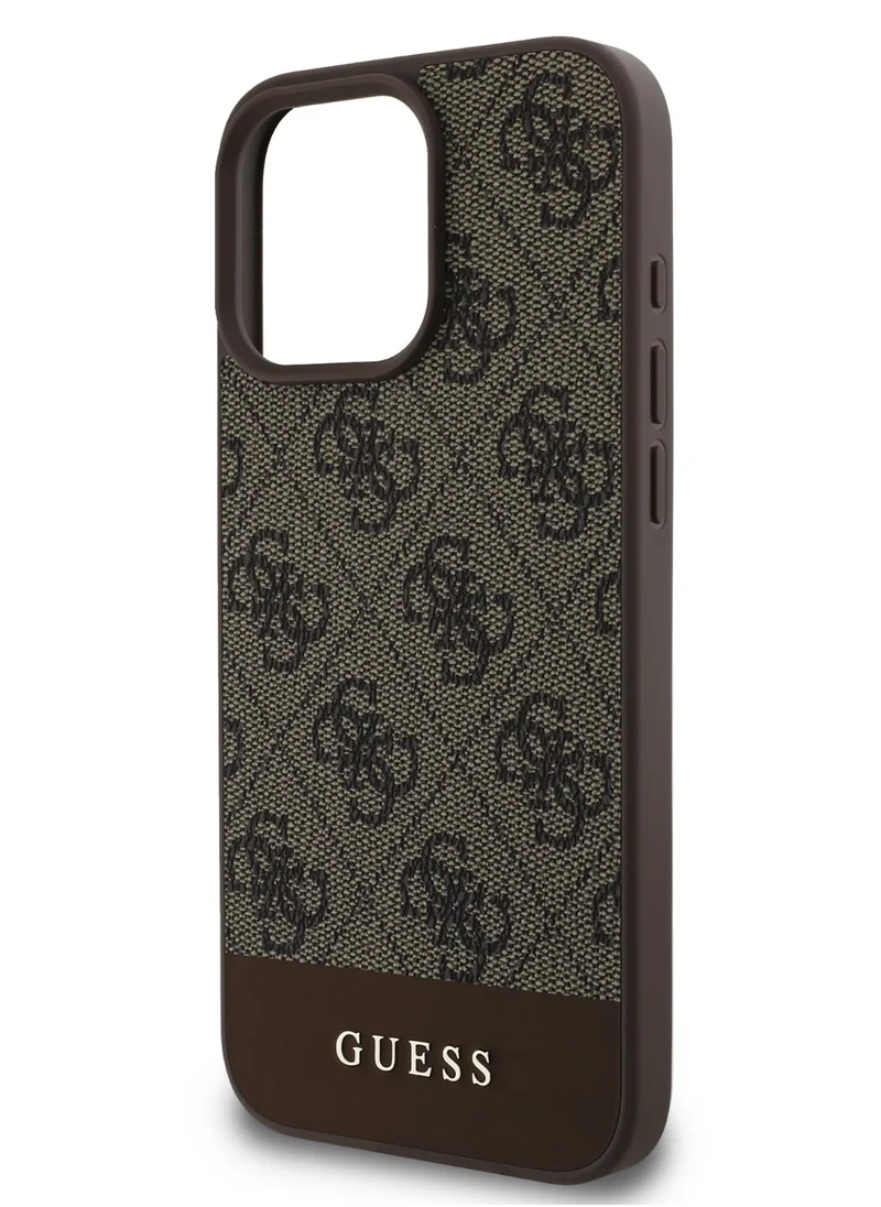 GUESS 4G PU With Bottom Stripe Classic Logo Case for iPhone 16 Pro Max - Brown