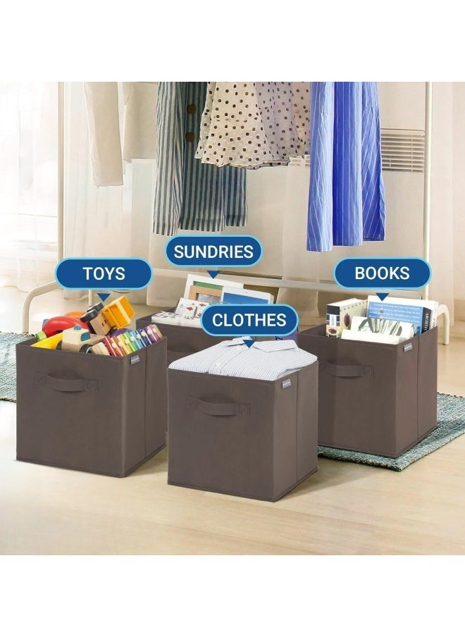 GGEROU 6Pcs Organizer Box Storage, Foldable Fabric Cloth Shelf Organizers Box With Handles, Bins Storage Organizer for Closet,Shelves,Office Dark Grey  - Image 2