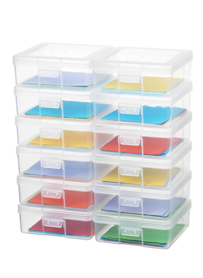 Novelinks novelinks Stackable Plastic Clear Storage Box Containers with Latching Lid - Art Craft Supply Organizer Storage Containers for Pencil Box, Lego, Crayon, Beads, Jewelry (12 Pack Small -Clear)  - Image 1