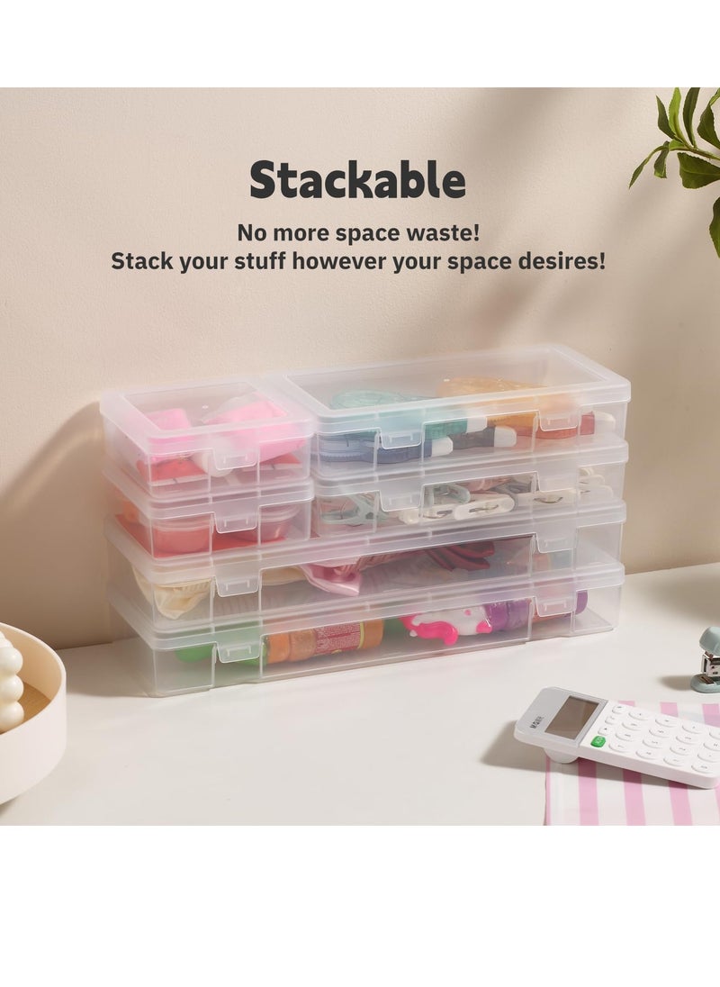 Novelinks novelinks Stackable Plastic Clear Storage Box Containers with Latching Lid - Art Craft Supply Organizer Storage Containers for Pencil Box, Lego, Crayon, Beads, Jewelry (12 Pack Small -Clear)  - Image 3
