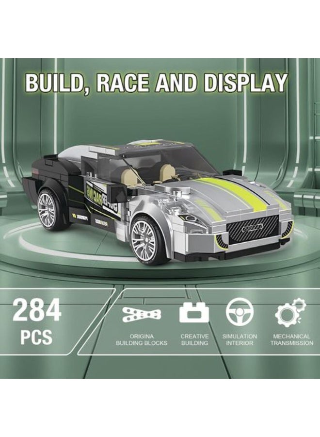 مجموعة ألعاب سيارات السباق الرياضية من مكعبات البناء، C2164-1، 284 قطعة - Image 4