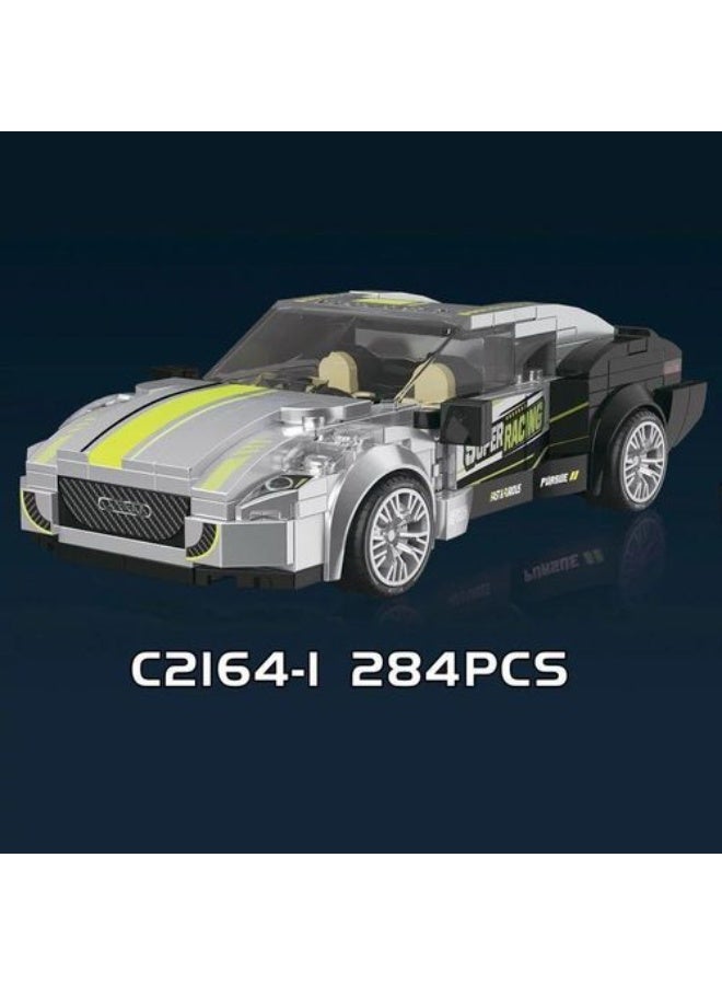 مجموعة ألعاب سيارات السباق الرياضية من مكعبات البناء، C2164-1، 284 قطعة - Image 1