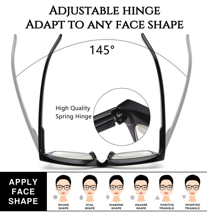 Hubeye 2 Pack Oprah Style Reading Glasses for Women Men Blue Light Blocking Computer Square Readers with Spring Hinge and Glasses pouch 1.50 - Image 3