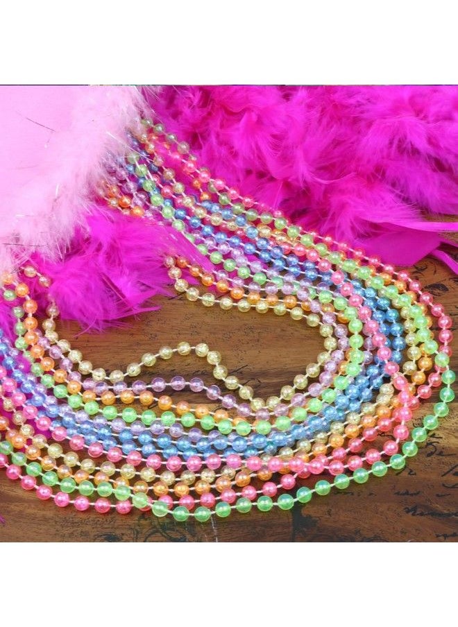 GiftExpress - 12 Pack Of 33 Mardi Gras Beads Necklace Multicolor Ab Beads Glitter Plastic Necklace Mardi Gras Throws St Patricks Day Beads Party Beads Costume Necklaces - Image 1