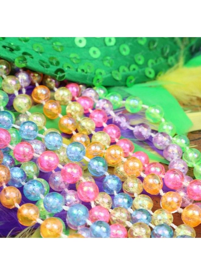 GiftExpress - 12 Pack Of 33 Mardi Gras Beads Necklace Multicolor Ab Beads Glitter Plastic Necklace Mardi Gras Throws St Patricks Day Beads Party Beads Costume Necklaces - Image 1