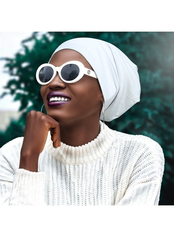 FocusCare Best Hair Bonnet Cap for Curly Hair Snug Fit Hats Stay On All Night Sleep Headwear Off White - Image 4