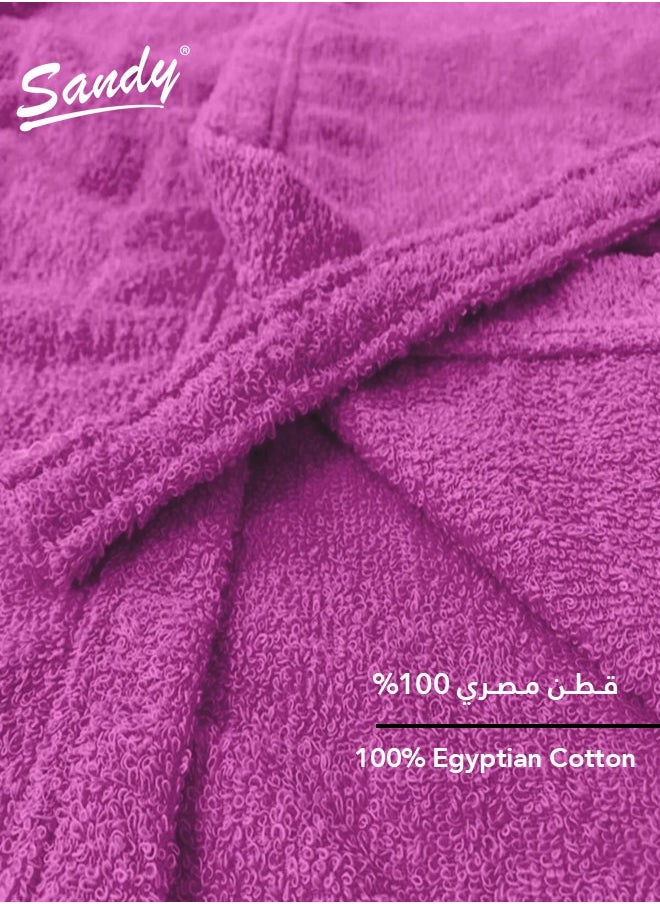 Sandy Sandy Kids Bathrobe with Hood, 100% Cotton Highly Absorbent, Unisex Plush Robe, Made in Egypt, Size XS, Fuchsia  - Image 3