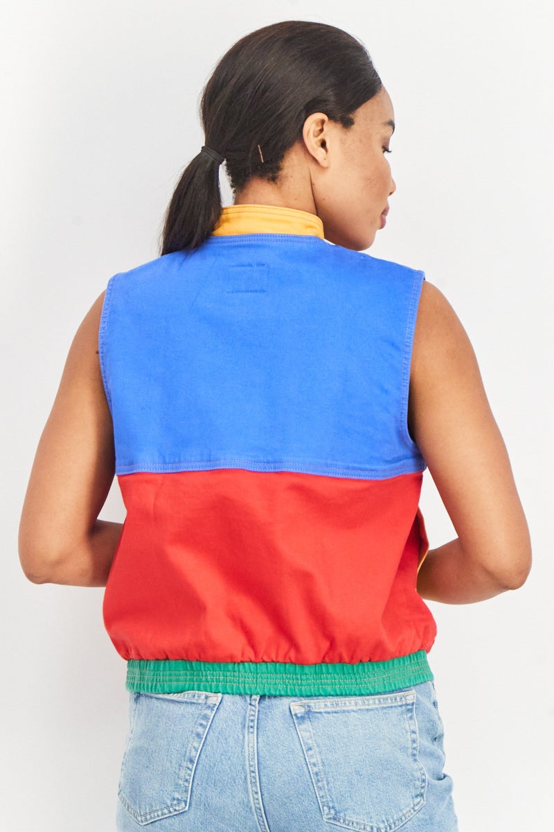 GUESS Women Colorblocked Jacket Vest, Blue Combo - Image 3
