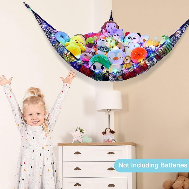 Unicorn Castle Stuffed Animals Net or Hammock Kids Toy Storage Organizer with LED Light Hanging Corner Stuffed Animals Holder Kids Girls Room Decor Pack of 1 - Image 5