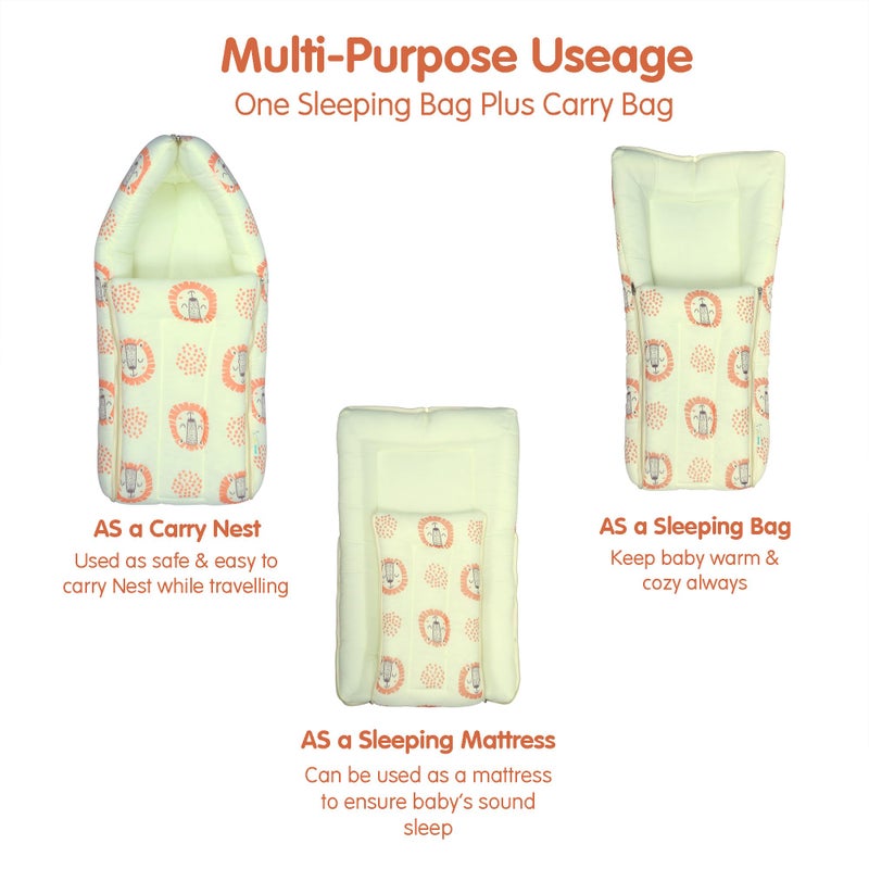 1ST STEP 100% Muslin Cotton 3 in 1 Baby Bed, Sleeping Bag & Carry Nest, Cotton Baby Bedding for New Born & Infant, Portable Bassinet, for Baby Carrying & Sleeping, Unisex Baby Sleeping Bed (YLLION) - Image 3