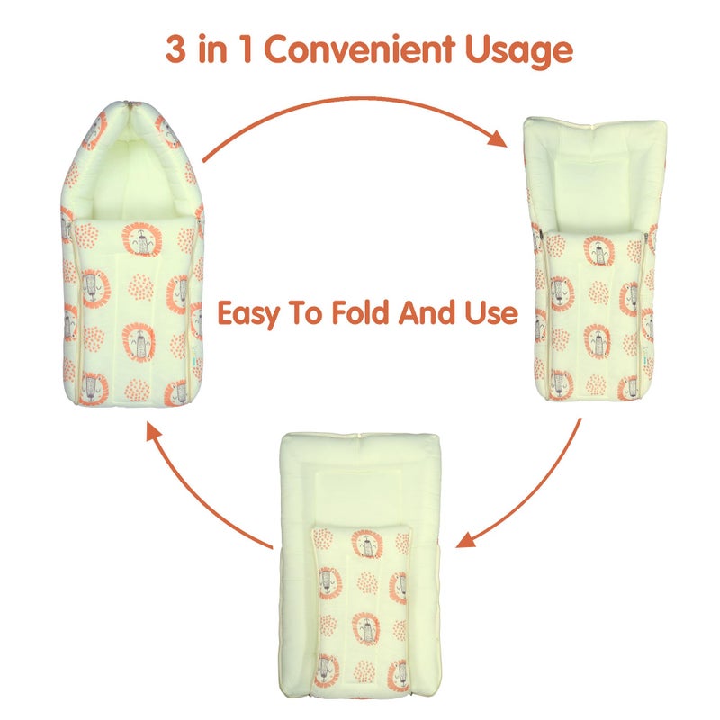 1ST STEP 100% Muslin Cotton 3 in 1 Baby Bed, Sleeping Bag & Carry Nest, Cotton Baby Bedding for New Born & Infant, Portable Bassinet, for Baby Carrying & Sleeping, Unisex Baby Sleeping Bed (YLLION) - Image 4