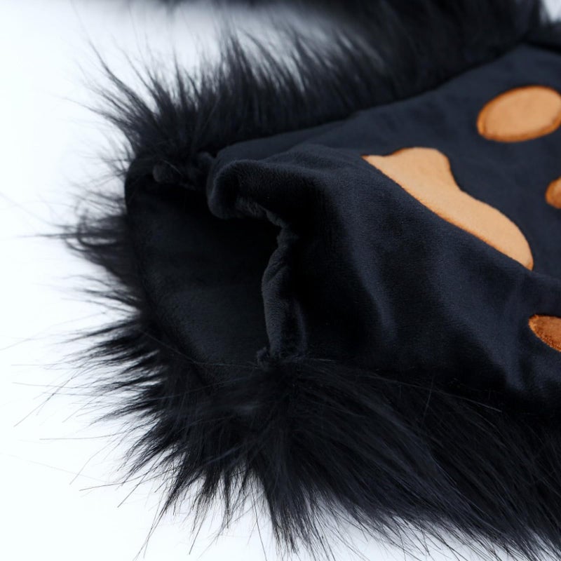 HAOAN Faux Fur Wolf Ears Headband Fox Tail and Paw Gloves Set Cosplay Halloween Costume Accessories - Image 4