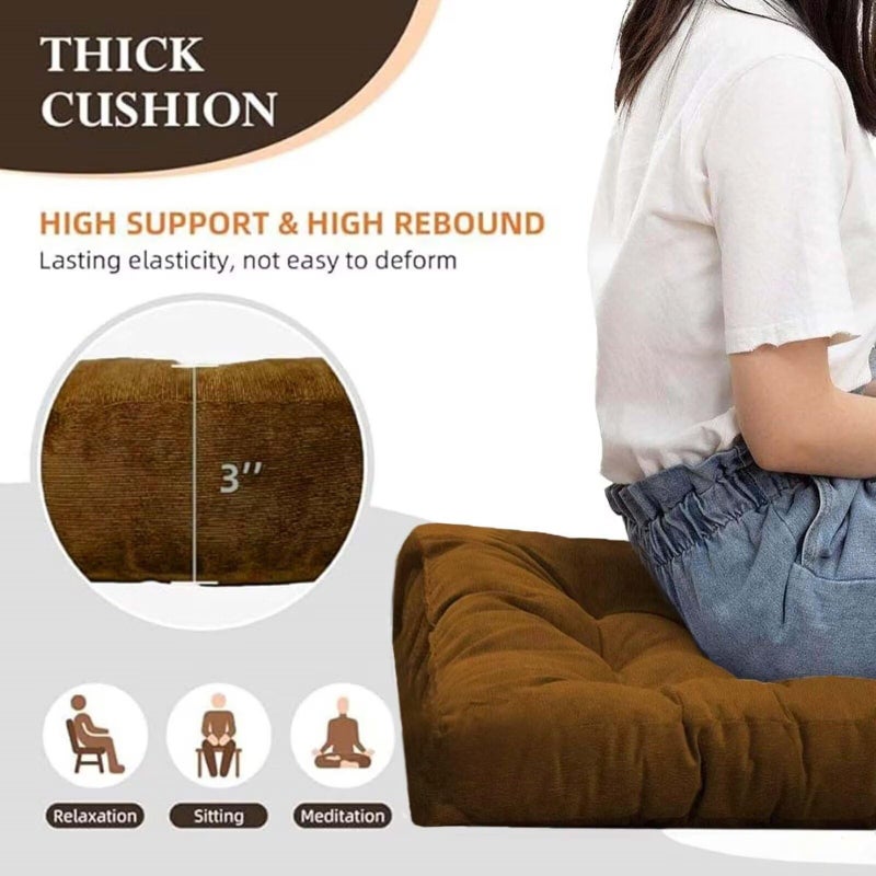 Gfobip 18x18in Floor Pillows Set Square Chair Cushion Pad for Sitting Tufted Corduroy Seat Cushions for Living Room Balconies Office Grass Green - Image 5
