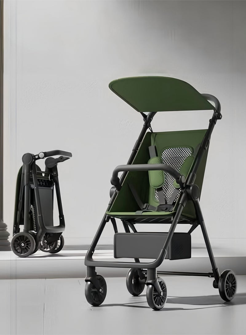 أنا أحب الأطفال عربة طفل ، عربة طفل ، عربة طفل طائرة المدمجة ، عربة طفل مع حزام الأمان ، 1-6-year-old الساحلية عربة طفل ، يد واحدة قابلة للطي(أخضر) - Image 1
