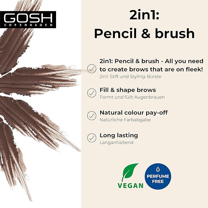 Gosh Eyebrow Pencil 3 Colour Color Dark Brown - Image 2