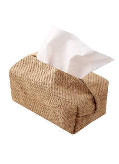 Excefore Linen Tissue Box Napkin Cover, Japanese Style Cotton And Linen Cloth Art Pumping Box Simple Homestay Concave Shape Storage Bag Creative Home Living Room Dining Table  - Image 1
