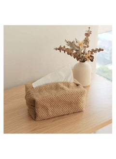 Excefore Linen Tissue Box Napkin Cover, Japanese Style Cotton And Linen Cloth Art Pumping Box Simple Homestay Concave Shape Storage Bag Creative Home Living Room Dining Table  - Image 5