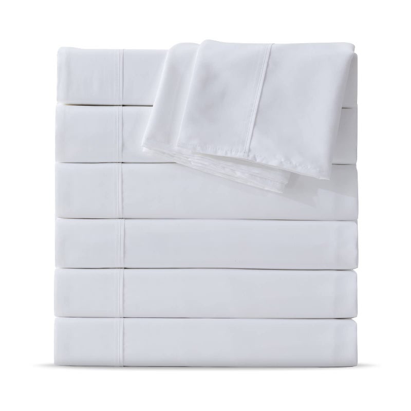 Maple&Stone Twin Flat Sheet 6 Pack,Premium Soft & Breathable,Brushed Microfiber Fabric,Anti-Shrinkage & Non-Fading,Bulk Flat Sheets Only Twin Size (White) - Image 1