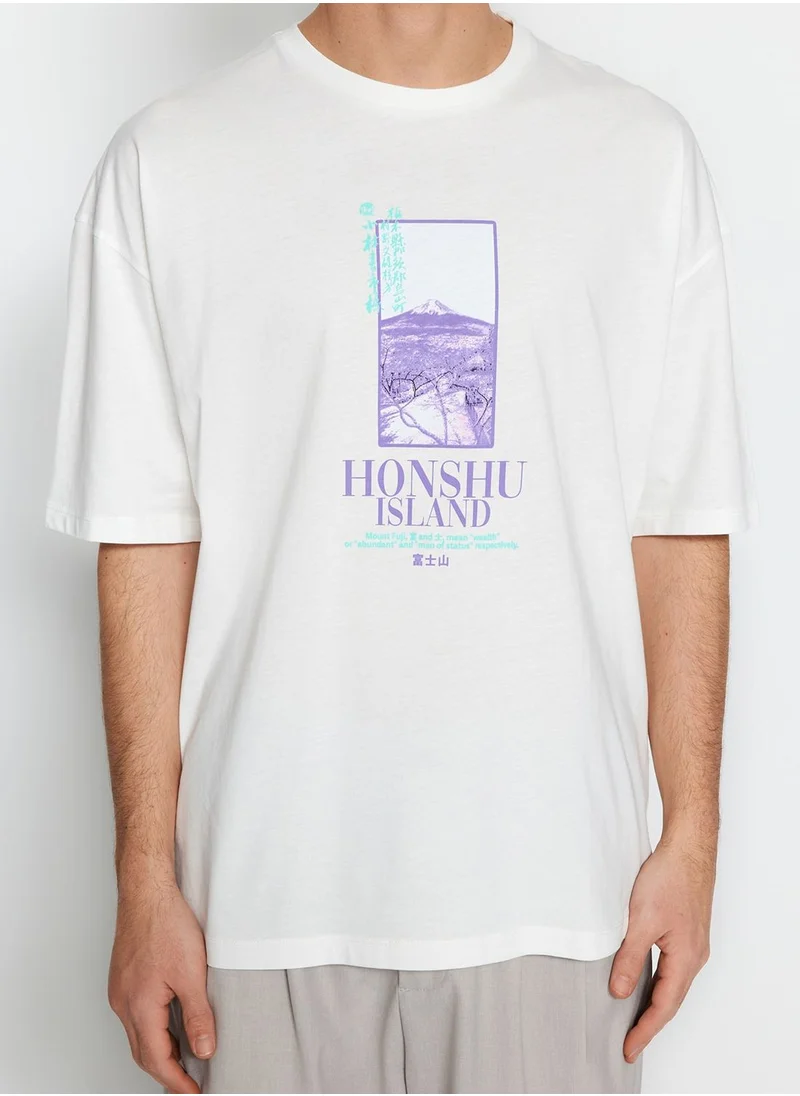trendyol Graphic Print Crew Neck T-Shirt