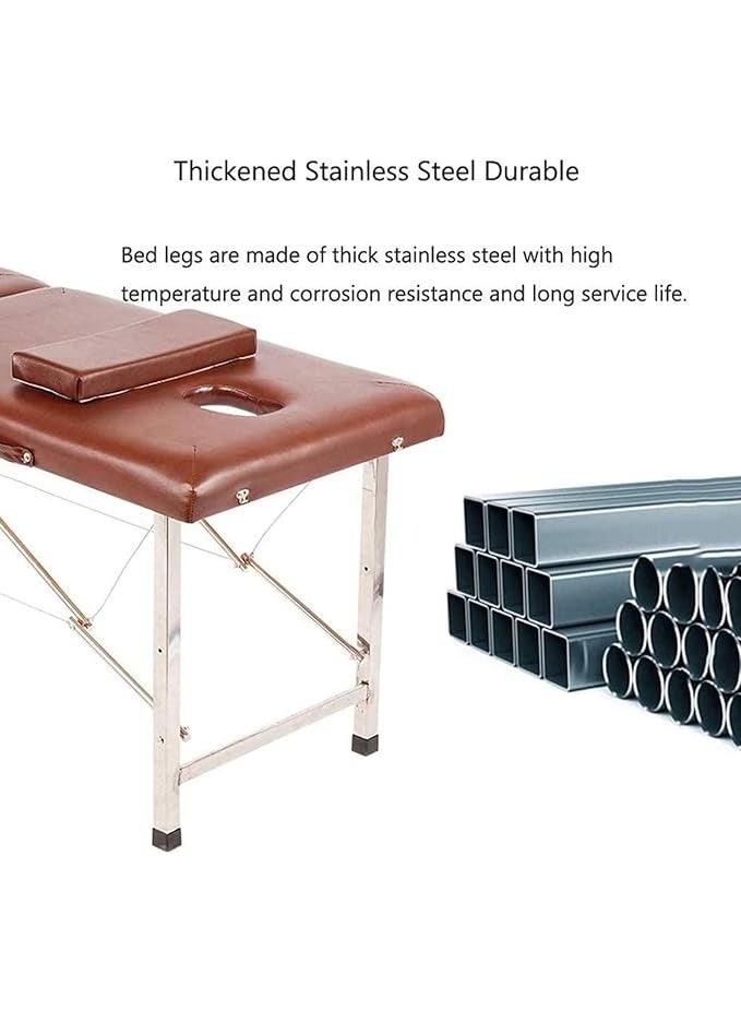 DUNISO Portable Massage Bed,2-Section Foldable Massage Tables,SPA Bed with Stainless Steel Fram,Strong Load-Bearing Capacity,Sturdy and Durable,for SPA Salon Tattoo Massage Therapeutic Treatment,180*60*65CM - Image 5