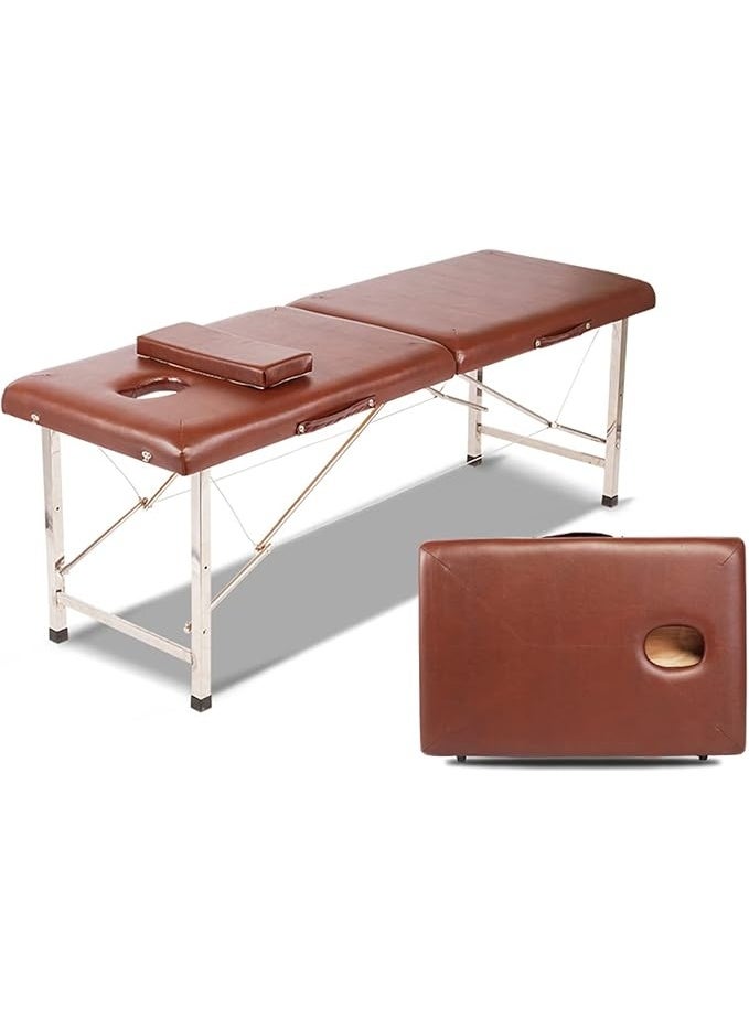 DUNISO Portable Massage Bed,2-Section Foldable Massage Tables,SPA Bed with Stainless Steel Fram,Strong Load-Bearing Capacity,Sturdy and Durable,for SPA Salon Tattoo Massage Therapeutic Treatment,180*60*65CM - Image 1