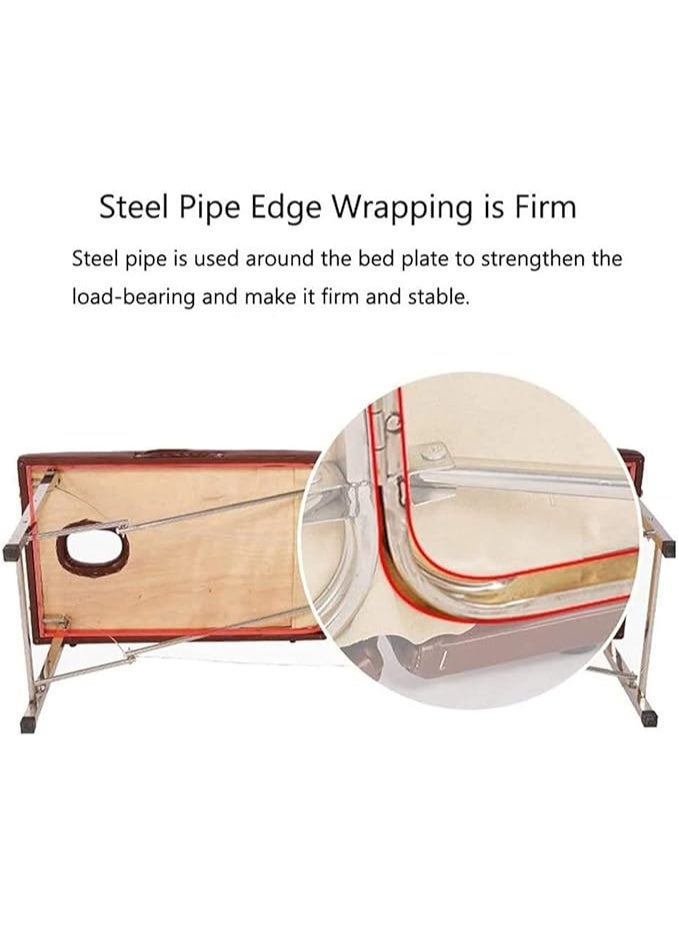 DUNISO Portable Massage Bed,2-Section Foldable Massage Tables,SPA Bed with Stainless Steel Fram,Strong Load-Bearing Capacity,Sturdy and Durable,for SPA Salon Tattoo Massage Therapeutic Treatment,180*60*65CM - Image 4