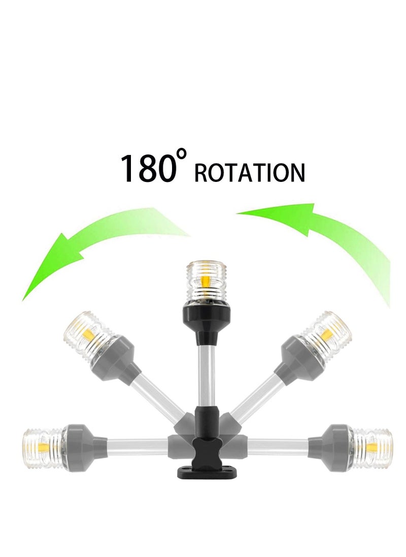 SYOSI - LED Fold Down Boat Stern Light, All Round 360°  Boat Anchor Light for Pontoon and Fishing Boat 9" White - Image 1