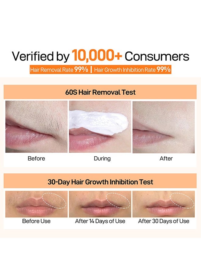 JoyPretty 60s Upper Lip Hair Removal Cream，Hair Removal Cream for Upper Lip Face & Chin Fast & Gentle with 30X Delay Hair Growth Moisturizing Hair Removal with Almond Oil & Aloe Vera Extract 20g  - Image 4