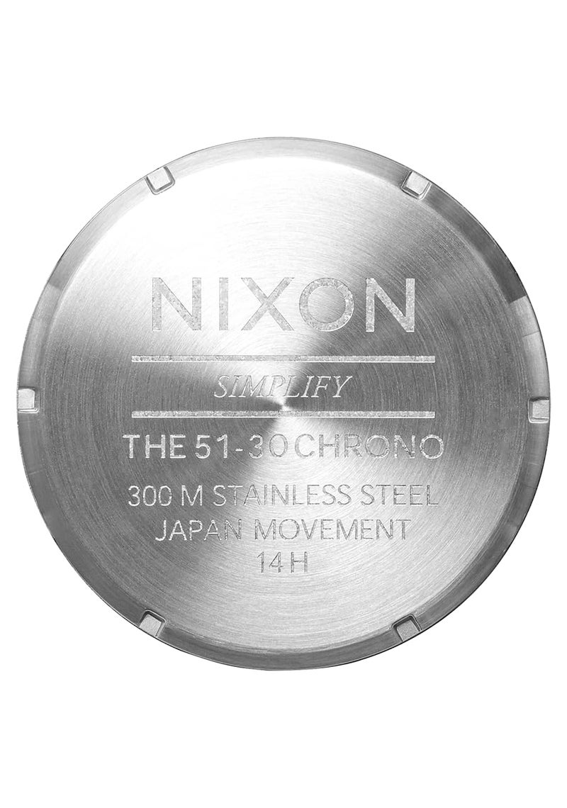 NIXON 51-30 Chrono A1389-300m Water Resistant Men's Analog Fashion Watch (51mm Watch Face, 25mm Stainless Steel Band) - Silver/Turquoise - Image 5