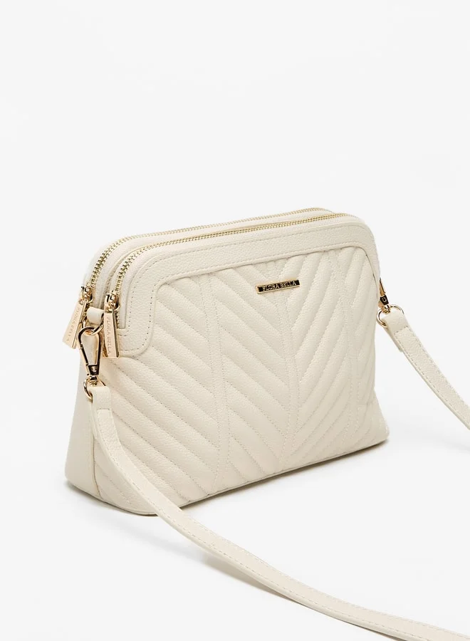 Flora Bella By Shoexpress Women Quilted Crossbody Bag with Zip Closure