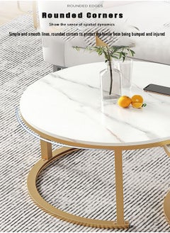 Arabest Home Coffee Table Living Room, Round Table Small Sub-sofa Side Table, Light Luxury Simple Modern Coffee Table  - Image 2